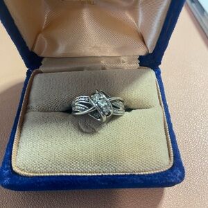 Sterling Silver White CZ Knot Accent Ring - Women Jewelry